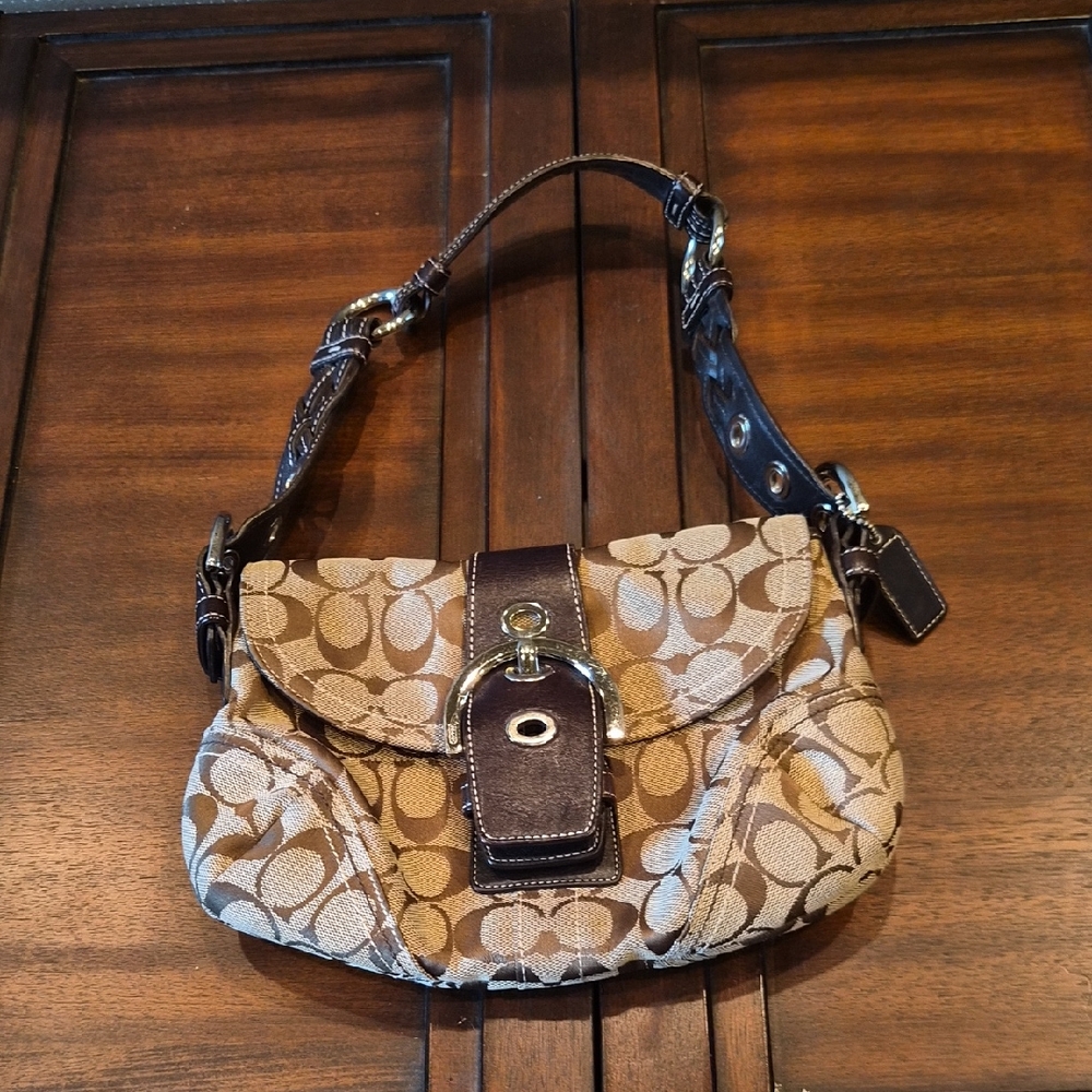 COACH Elegant Brown and Tan Mini Bag And Wallet